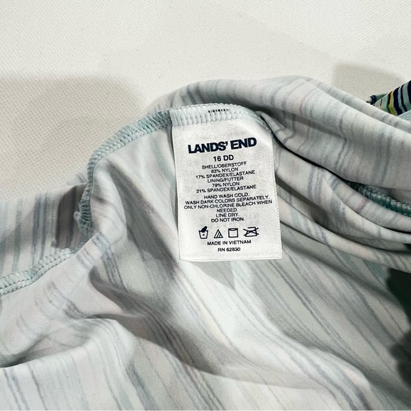 Lands' End  Blouson Tummy Hiding Tankini Top Swimsuit Adjustable Straps Sz 16 DD - Picture 14 of 14